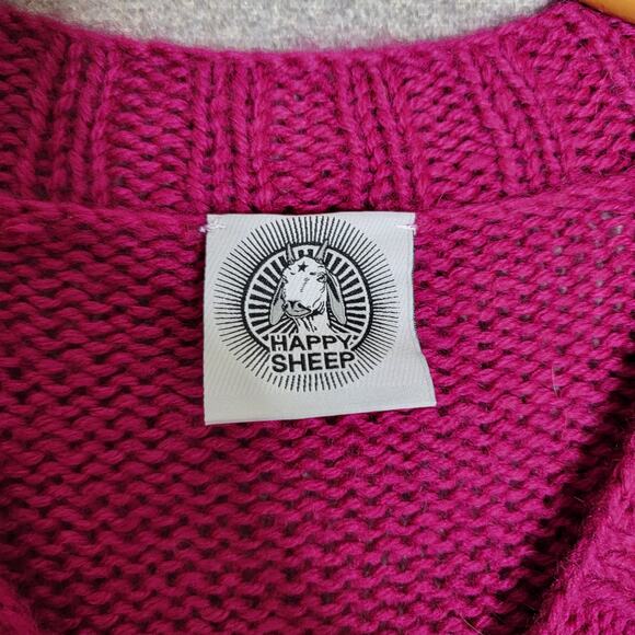 HAPPY SHEEP KNIT EMBROIDERED V-NECK SWEATER, SIZE L - Picture 3 of 7